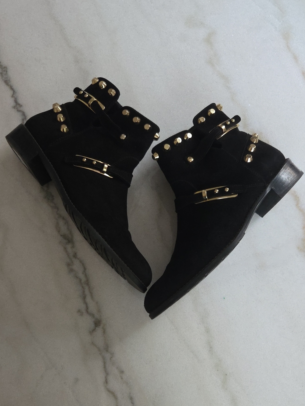Stuart Weitzman Black Suede Ankle Booties Size 8